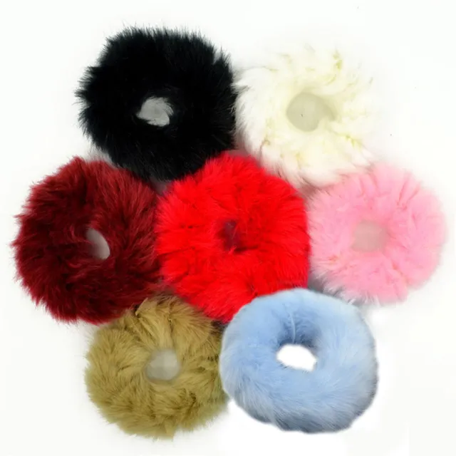 Fashion Fluffy Faux Fur Furry Scrunchie Elastic Hair Ring Rope Band Tie AU