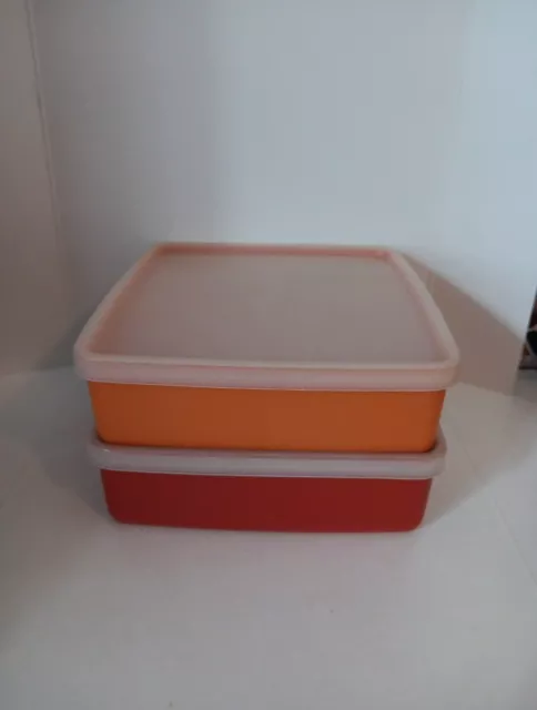 Vintage Tupperware Square Sandwich Keeper #1458 Set Of 2