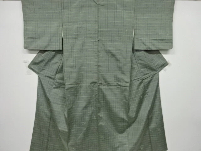 6697567: Japanese Kimono / Antique Kimono / Tsumugi / Woven Geometric