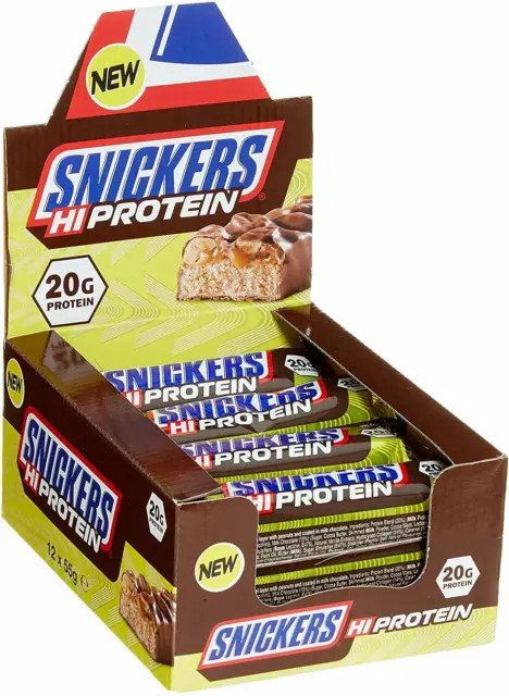 37,45€/kg Snickers Hi Protein Riegel 12 x 55g I Fitnessriegel I Eiweiss I Fit