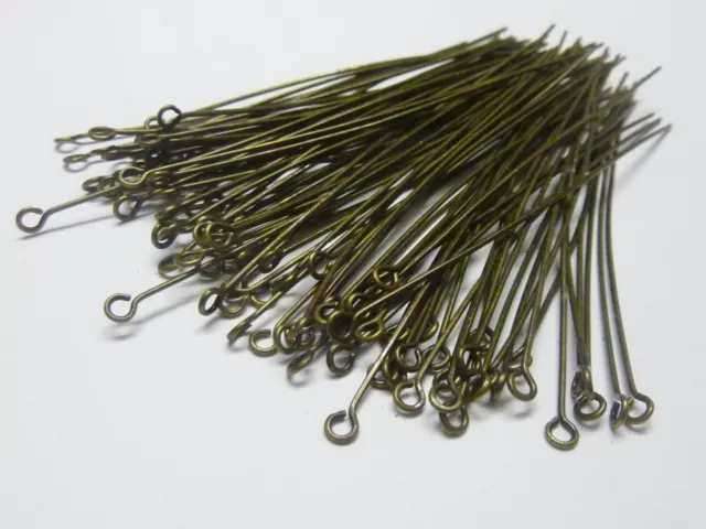 100pc Bronze Tone Brass Eye Pins 70mm Jewellery Making Earrings Craft