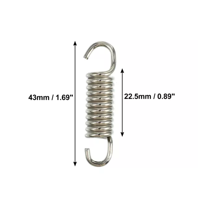 8 Set 43mm 1.69" Échappement Tuyau Ressort avec U Forme Crochet Ton Argenté 3