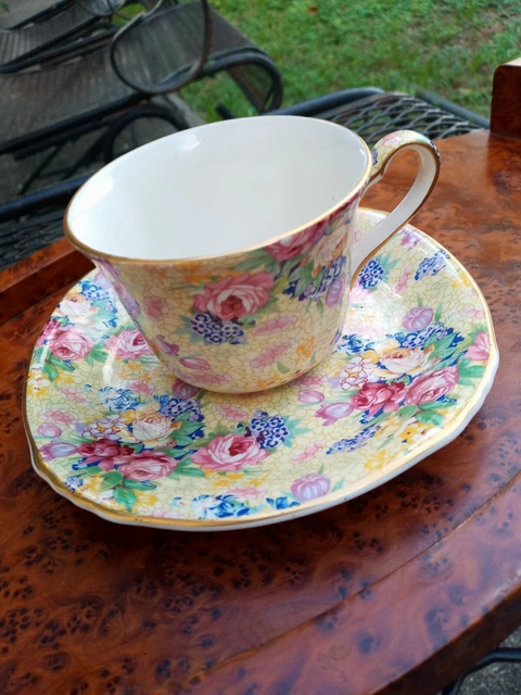 1995 Royal Winton Welbeck Chintz Flat Cup and Saucer Set