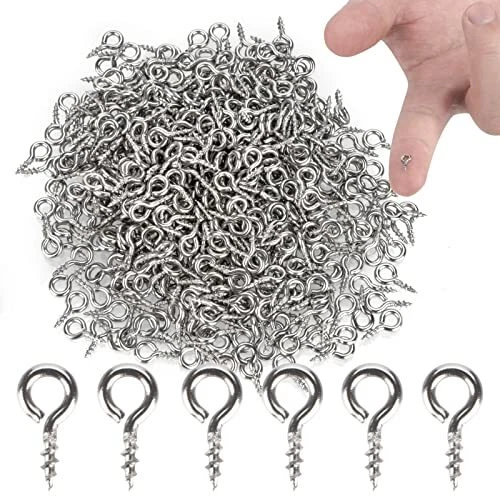 500 Pcs Small Screw Eye Pins 304 Stainless Steel Eye Screws Eye Hooks Screw