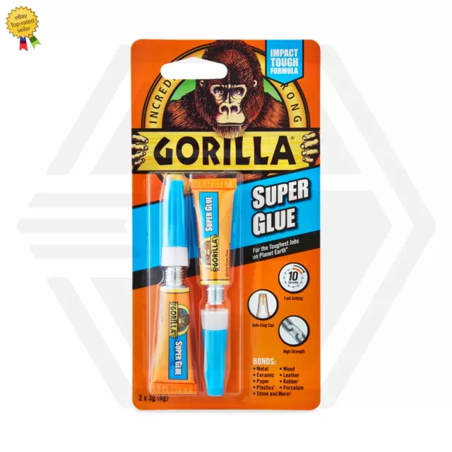 GORILLA SUPERKLEBER 2 x 3G Röhren schlaghart Mehrzweck stark selbstklebend schnelles Set