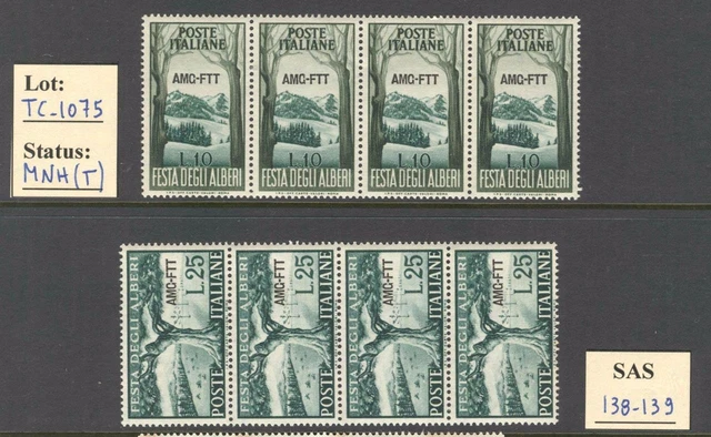 TC_1075. TRIESTE. Blocks (4) of 1951 "FESTA DEGLI ALBERI" set. MNH