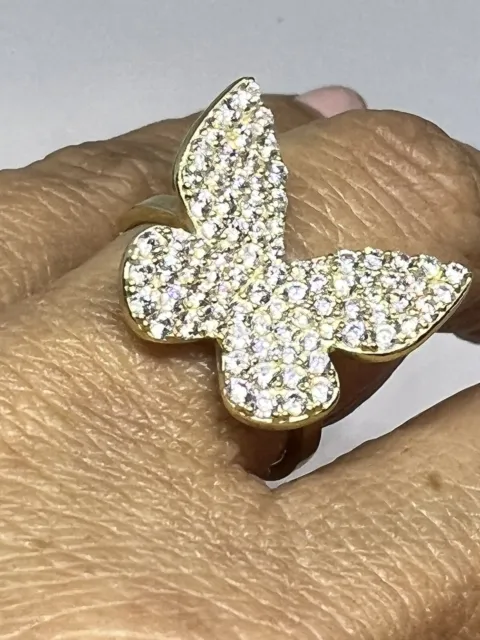 GOLD 14k BuTtErFlY ring yellow solid cz fine jewelry 7 ask 4 5 6 8 9  10