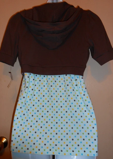 Knit Works Girls Polka Dot Skimp Top + Cropped Hoodie Brown & Mint L/14 NWT 2
