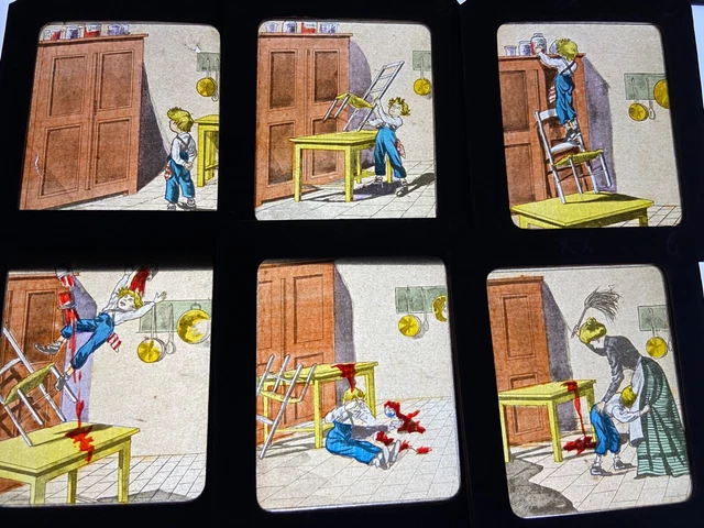 Coffret Lanterne Magique Ancienne Début XXe Avec Plaques - Tôle Et Laiton