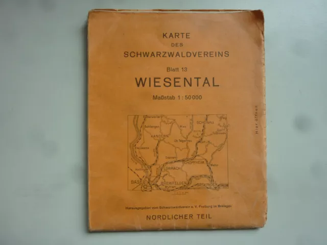 Landkarte Wiesental 1:50 000 Schwarzwaldverein 6. Auflage 1966