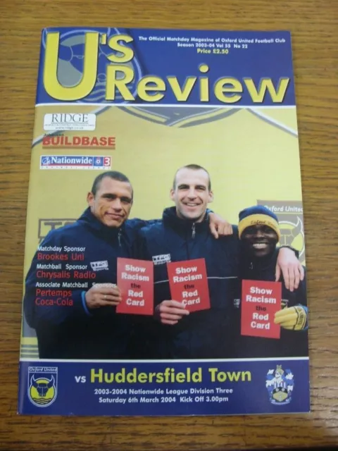 06/03/2004 Oxford United v Huddersfield Town  . FREE POSTAGE on all UK Orders.