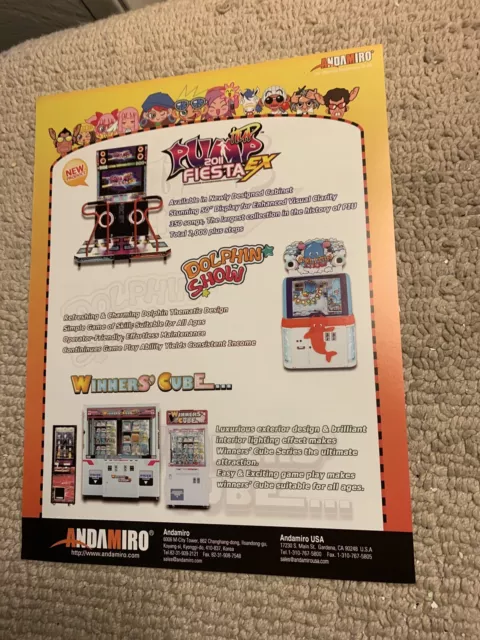 original 11- 8 1/4” Pump It Up Fiesta EX  arcade  video game AD FLYER