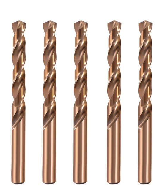 HSS Cobalt Drill Bit Set 5Pcs 3/8 In. M35 Jobber Length Twist Drill Steel Metal