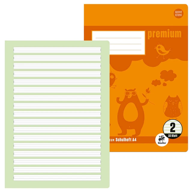 Staufen® Schulheft Premium Lineatur 2 liniert DIN A4 ohne Rand, 16 Blatt
