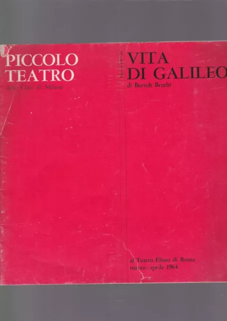 VITA DI GALILEO di Bertolt Brecht Piccolo Teatro Milano libretto opera EUR  15,00 - PicClick IT