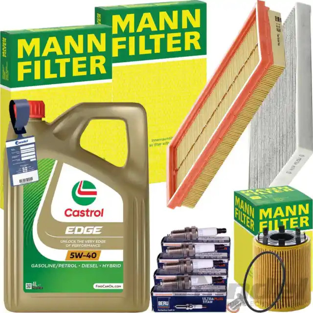 MANN INSPEKTIONSPAKET+CASTROL 5W-40 ÖL passend für 1.4 FIAT PUNTO 199 ALFA MITO