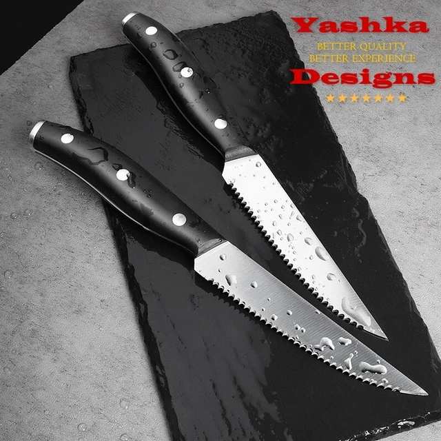 Steal Knife Chef Kitchen BBQ Camping Outdoor Dining Cutlery Home Tools Black