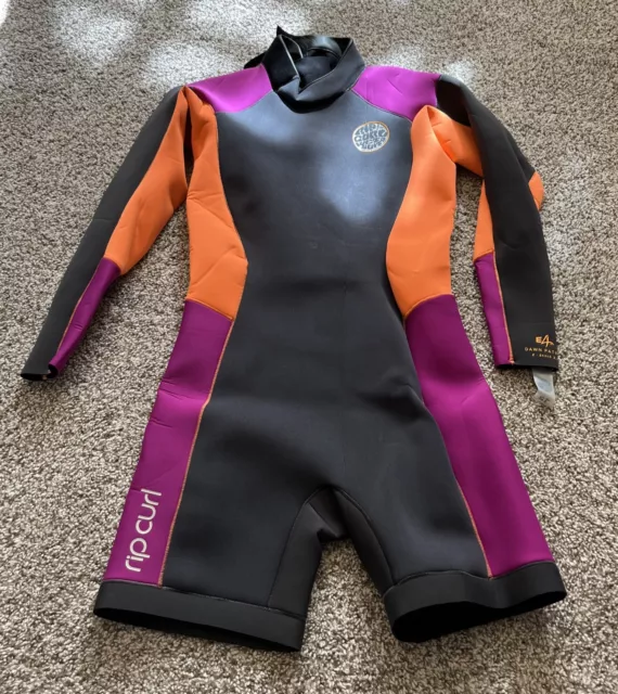 Rip Curl Wetsuit Size 12  Gray/Purple. Orange  Long Sleeve  Surf Zip Back