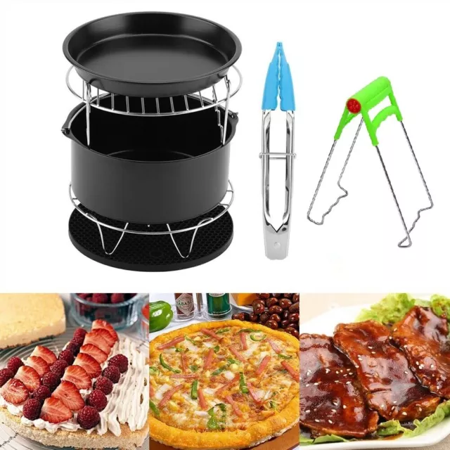 7 Pcs Air Fryer Accessories Set Baking Basket Pizza Pan Chips Home Kitchen Tools