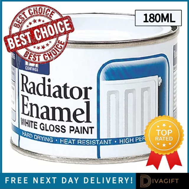 180Ml Radiator White Enamel Gloss Paint Radiator Heat Resistant Hard Drying New