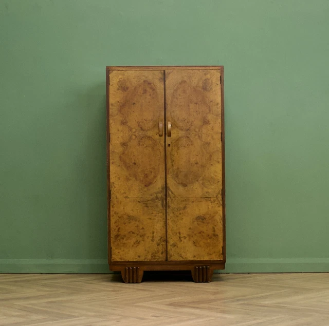 Antique Vintage Art Deco 1930s Burr Walnut Compact Compactum Wardrobe