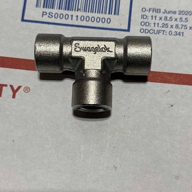 New Swagelok Stainless Steel Pipe Tee Fitting, 1/4" Female NPT, SS-4-T