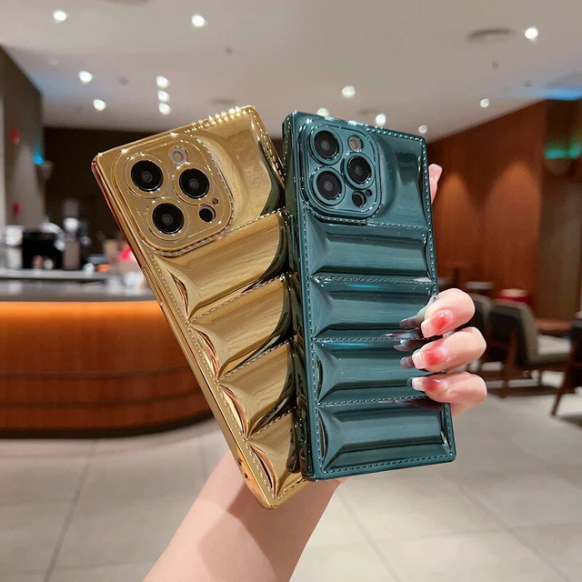 For iPhone 14 13 Pro Max 12 11 XS XR 8 Square Puffer Down Jacket Soft Case Cover