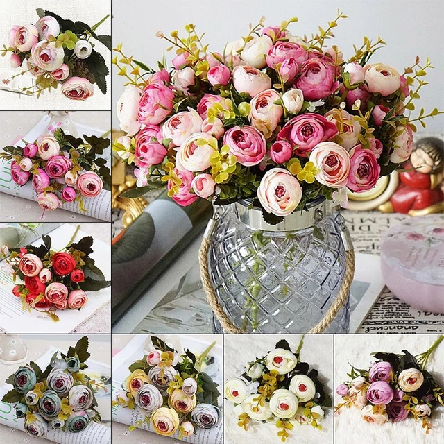 Bouquet Di Rose In Seta Realistico Per Decorazione Matrimonio 10 Teste - Foto 9