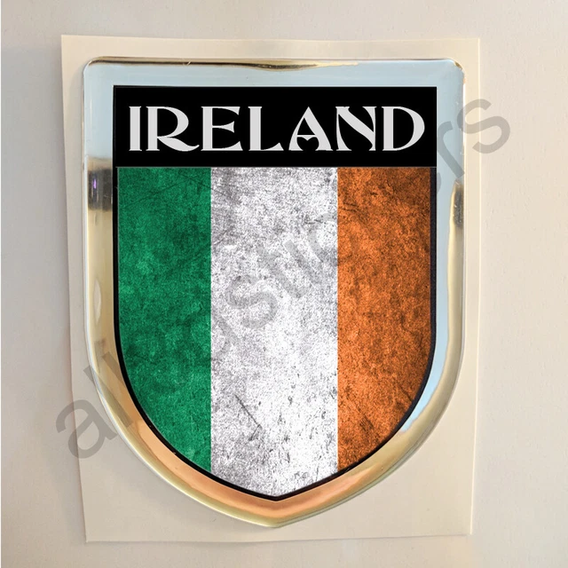 Irlanda Adesivi Scudetto 3D Bandiera Sporco Resinato Adesivo Vinile Resinati