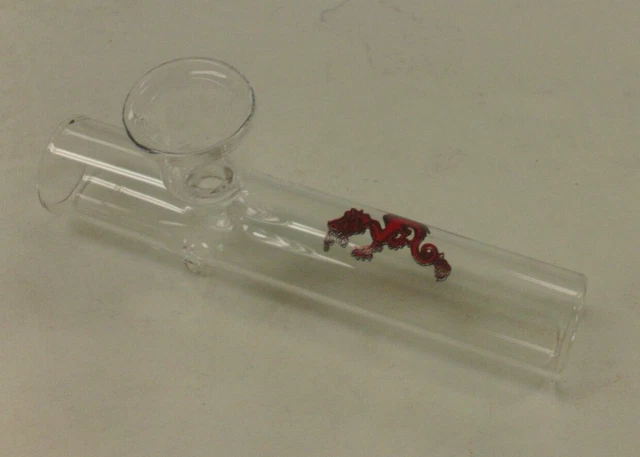 4" Clear Glass Tobacco Smoking Hand Pipe Steamroller Steam Roller 3/4"M R Dragon