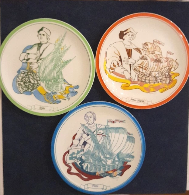 Piatti Serie Completa Le Caravelle Oikonomoy Le Colombiane 1992 Vintage