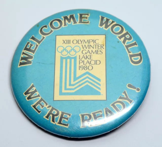 Vintage Usa Olympic Winter Games Lake Placid 1980 Welcome World Pin Badge