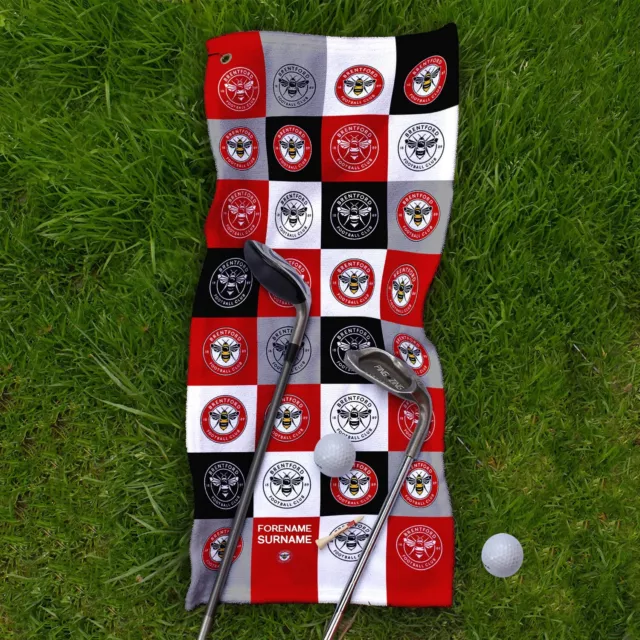 Brentford FC à Carreaux - Officiellement Licence Personnalisé Golf Serviette