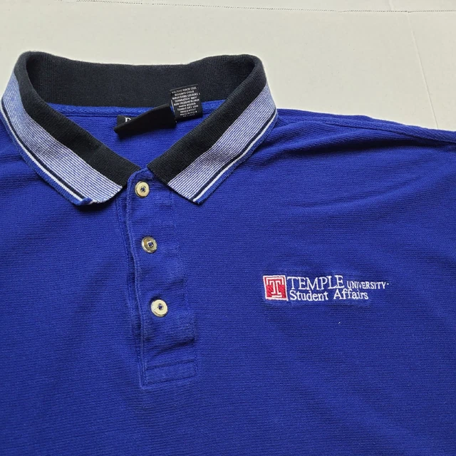Temple University Polo Shirt Mens 2XL Diport Blue Student Affairs G91 Temple University Polo Shirt Mens 2XL Diport Blue Student Affairs G91