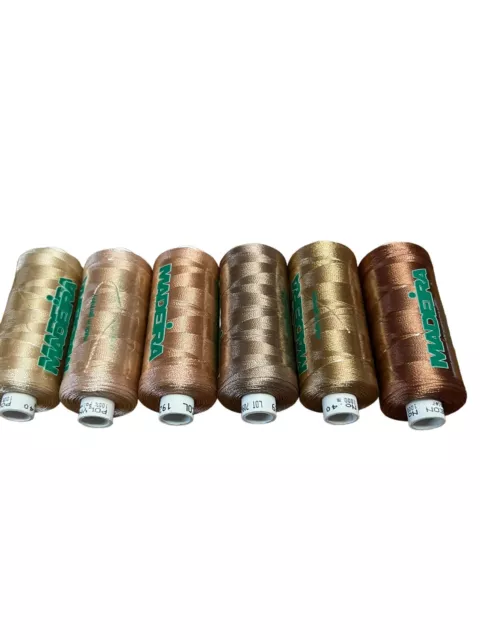 Madeira Embroider Thread Polyneon 1000M X 6 Brown 1656 1657 1729 1884 1885 1926