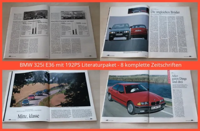 BMW 325i E36 mit 192PS Literaturpaket - 8 komplette Zeitschriften