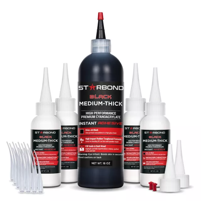 Starbond 16 oz. Black Medium-Thick - Super Glue (Premium Cyanoacrylate CA Glue)