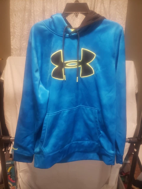 Under Armour Cold Gear Electric Blue Embroidered Hoodie Size Large