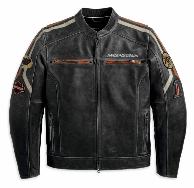 Nuovi Uomini Giacca di pelle nera Biker Cafe Racer Retro come Harley Davidson