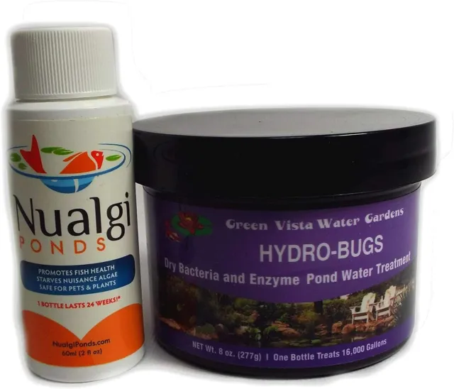 Green Vista Hydro-Bugs & Nualgi Ponds-Safe Algae Control Combo Pack (60ml & 8oz)