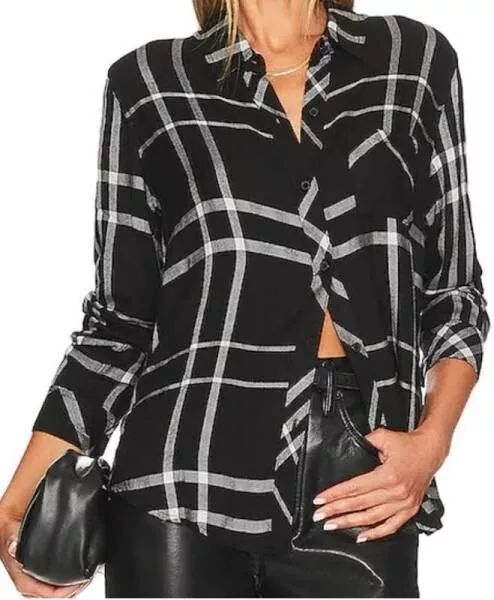 Rails Hunter Button Down in Black & White & Gray - S- Reg $168 - NWOT