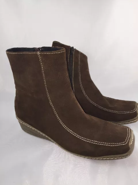 Navid O Nadia by Demfon ankle boots brown zipper wedge heel Belton Size 41