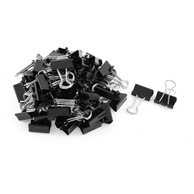 60 Pcs 20mm Metal Desk Paper Document Office Stationery Binder Clips Black