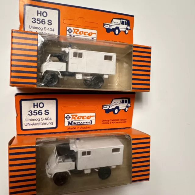 2 x Roco Minitanks H0 356S Unimog S404 1:87