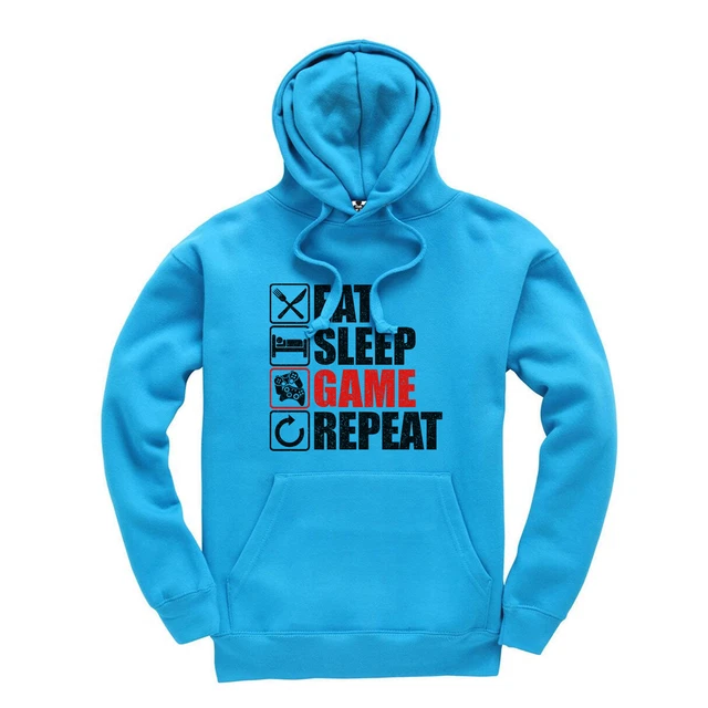 Eat Sleep Game Repeat Kids Hoodie Hooded Sweatshirt Gaming Gamer Ages 3-13