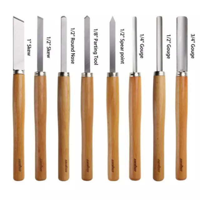 8pc Heavy Duty HSS Wood Lathe Chisel Set Turning Tool Wood Carving Gouge Durable