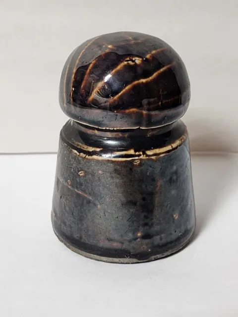 Vintage Porcelain Ceramic Electric Insulator Brown 3" Glazed