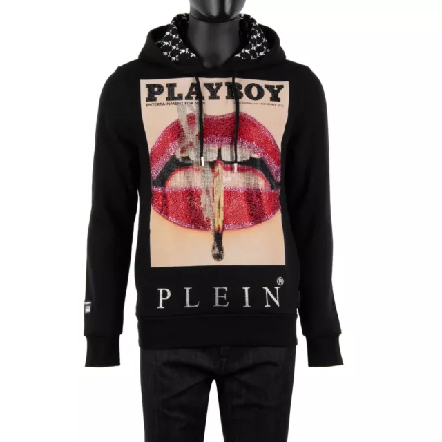 Philipp Plein X Playboy Felpa Con Cristalli Labbra Stampa Nero 08355