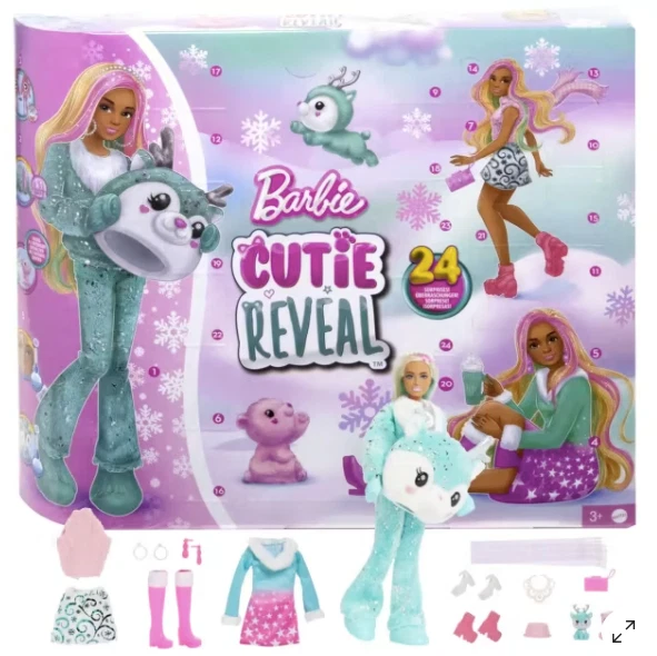2023 Barbie Cutie Reveal Advent Calendar - Barbie reveal Doll + 24 Pieces