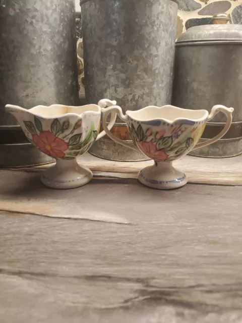 vintage blue ridge southern pottery china set sugar & creamer Pink Yellow Flower